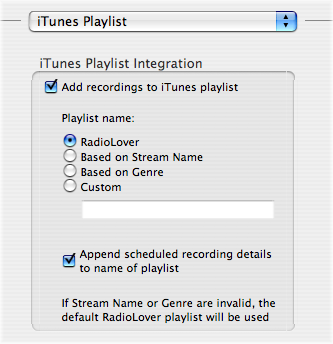 Picture of iTunes playlist options